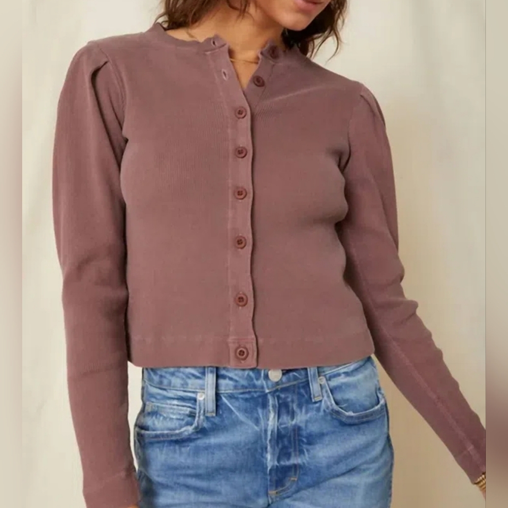 AMO Puff Sleeve Cardigan Bloodstone Size Large